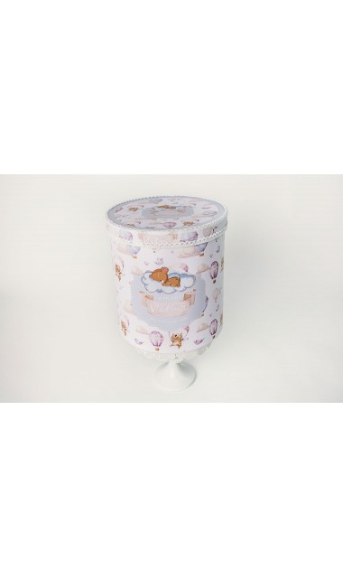Trusou de botez pentru baieti cu ursuleti si baloane de aer cald, Puf Teddy Bear 14